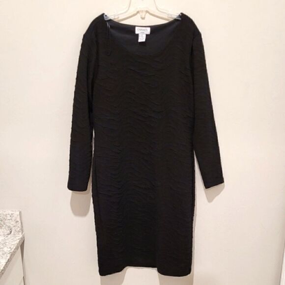 Carmen Marc Valvo Black textured dress size large - Picture 1 of 13